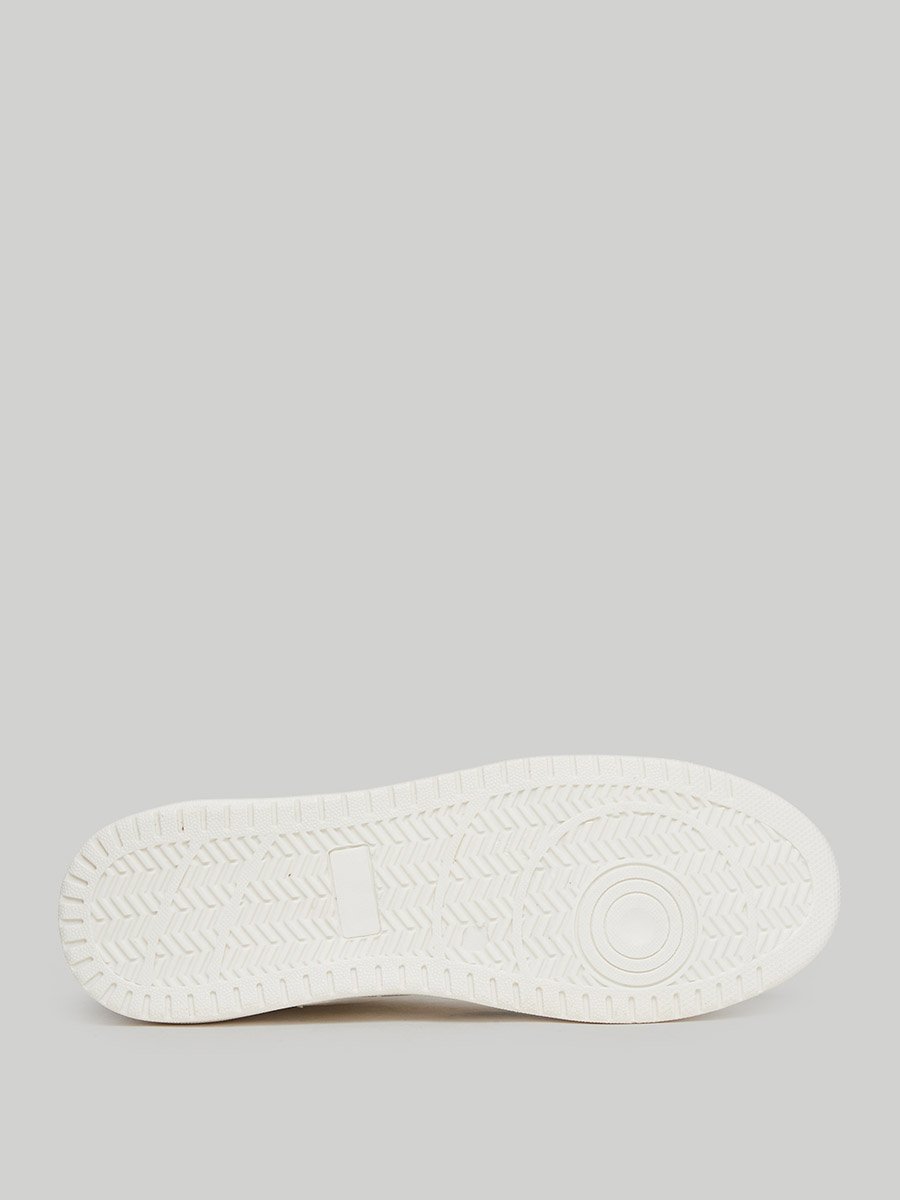 White Patterned Lace-Up Sneakers