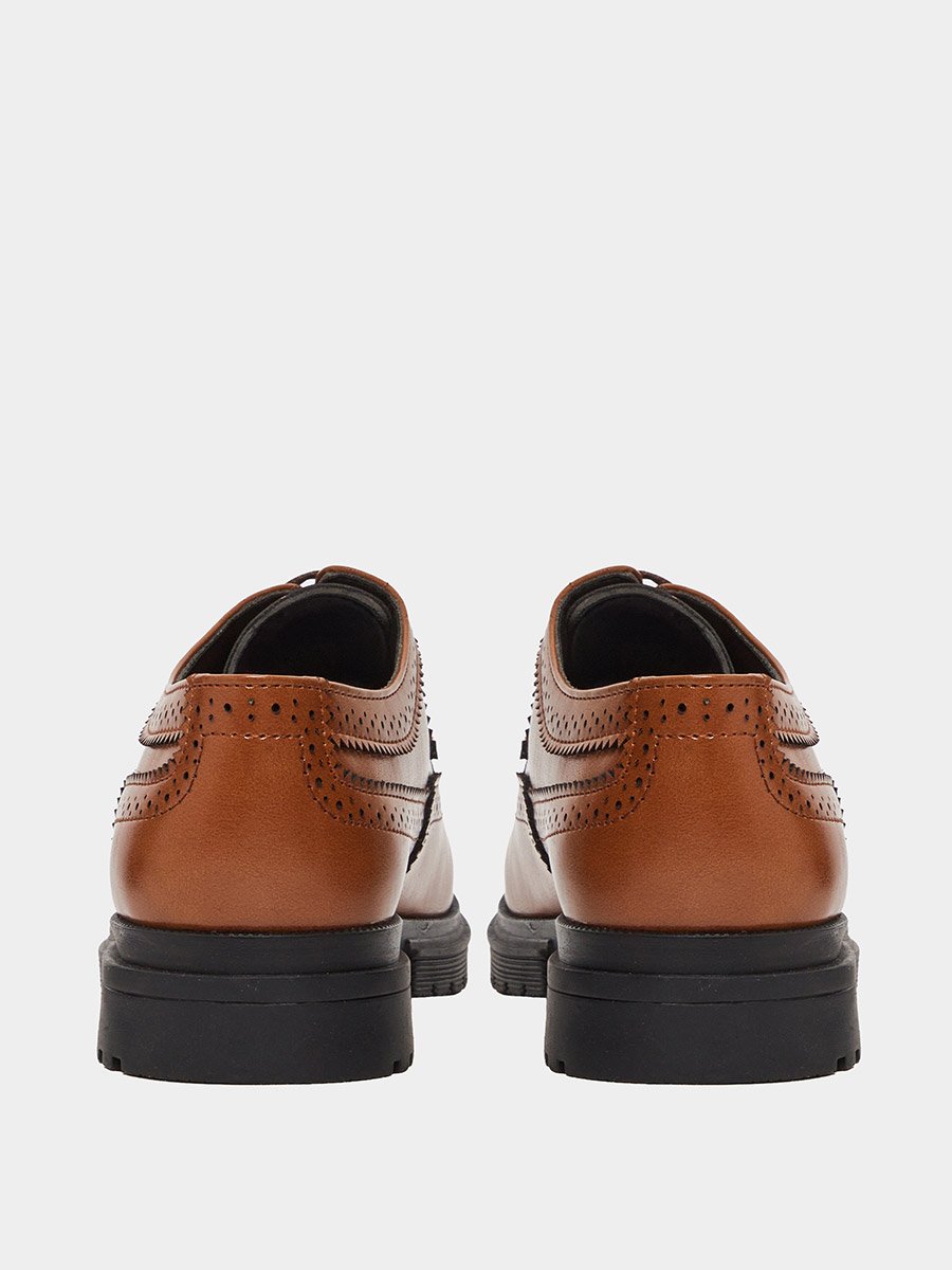 Brown Chunky Brogue Lace-Up Shoes