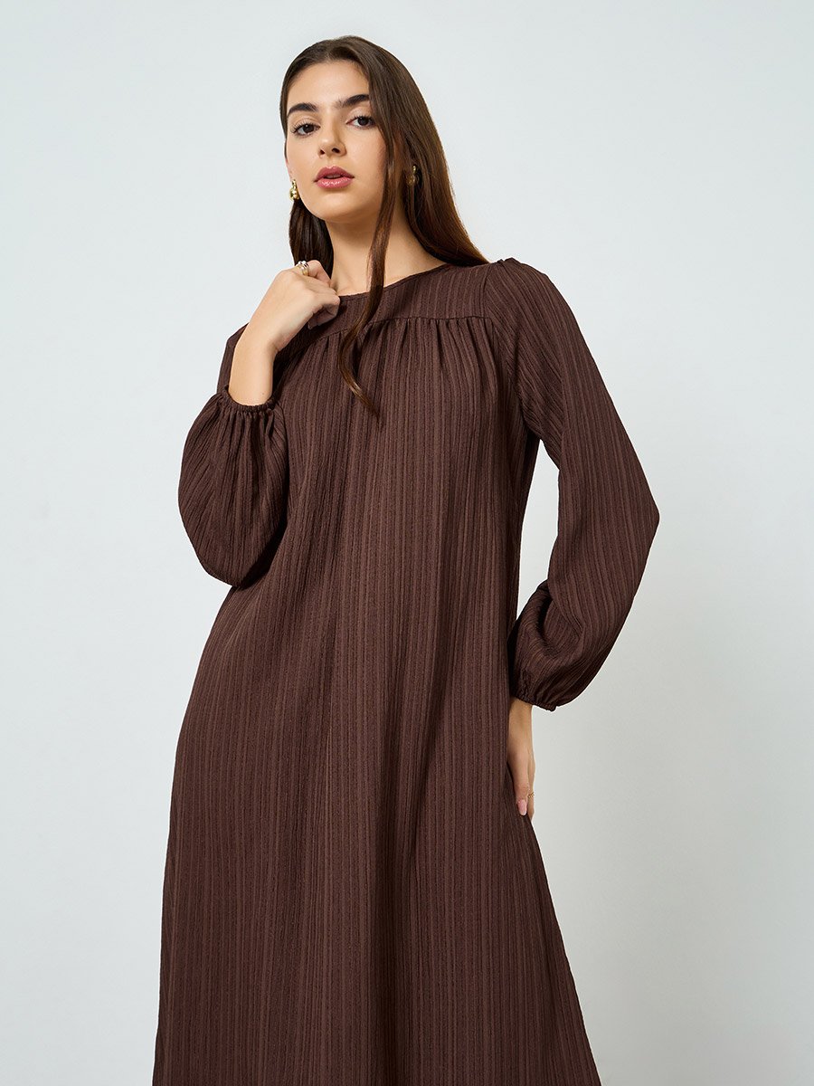brown textured maxi dress Brown Textured Maxi Dress Sleeveless Tiered