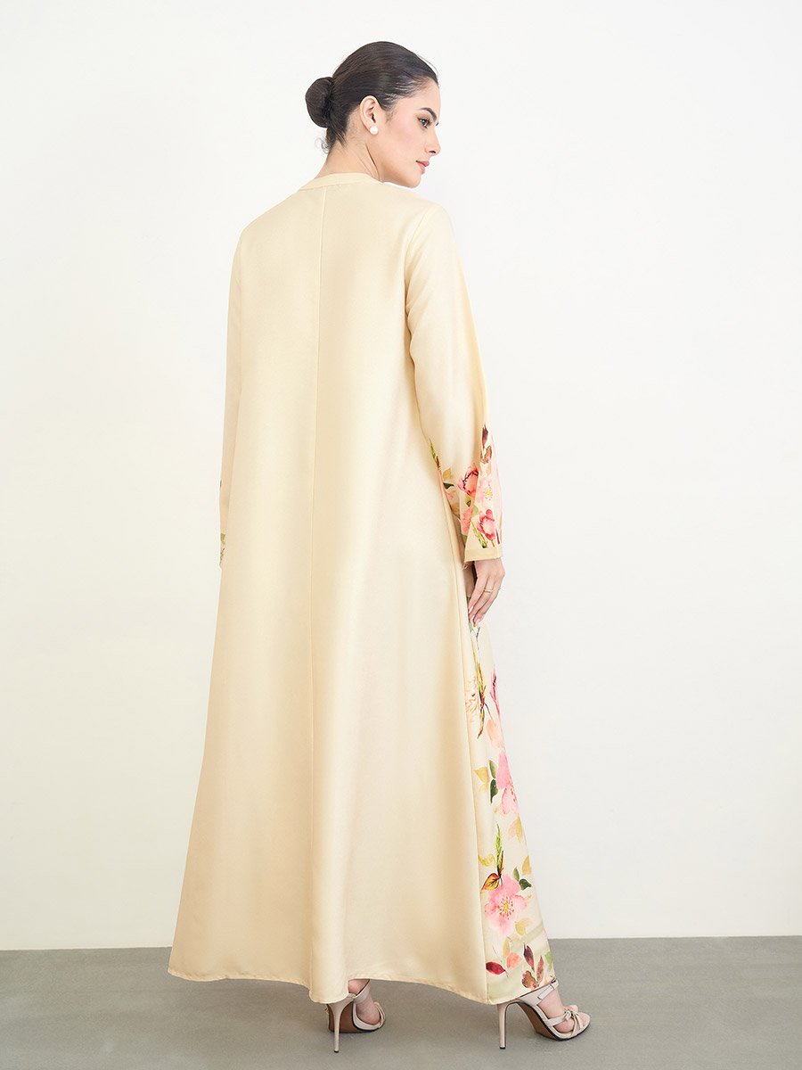 Off-White Floral Print Jalabiya