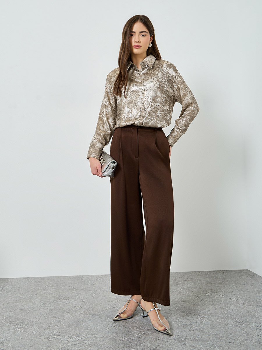 Grey All Over Print Long Sleeve Shirt