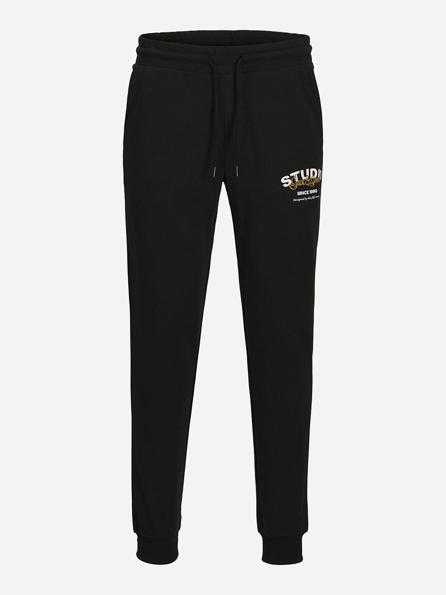 Black Printed Cuffed Joggers