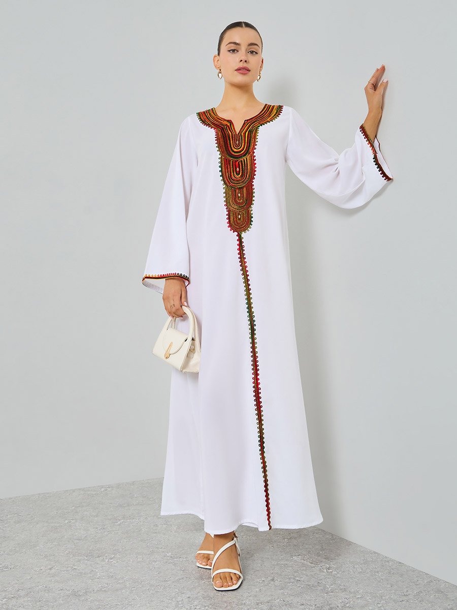 White Embroidered A-Line Jalabiya