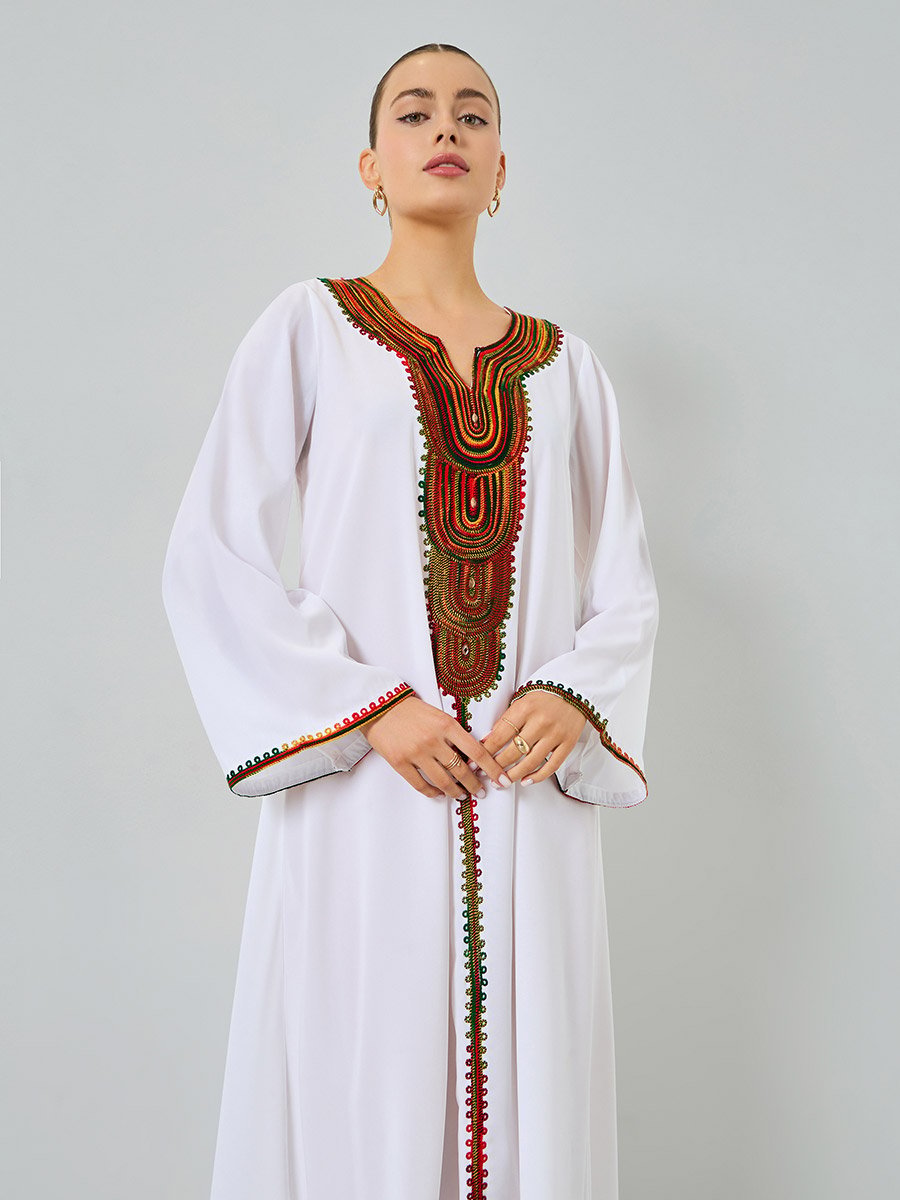 White Embroidered A-Line Jalabiya
