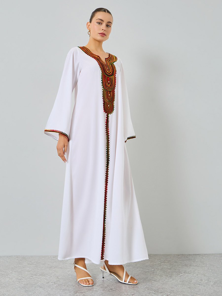 White Embroidered A-Line Jalabiya