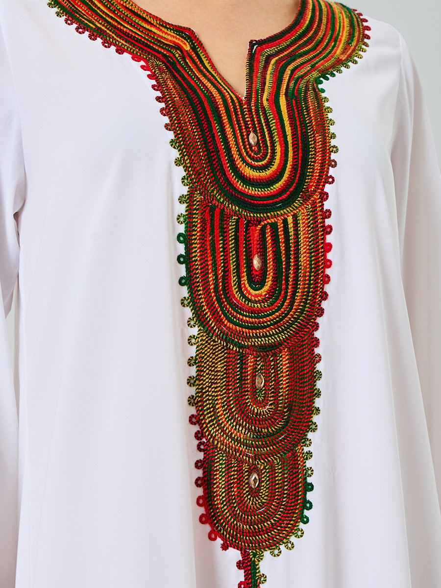 White Embroidered A-Line Jalabiya