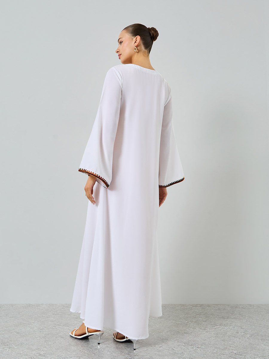 White Embroidered A-Line Jalabiya