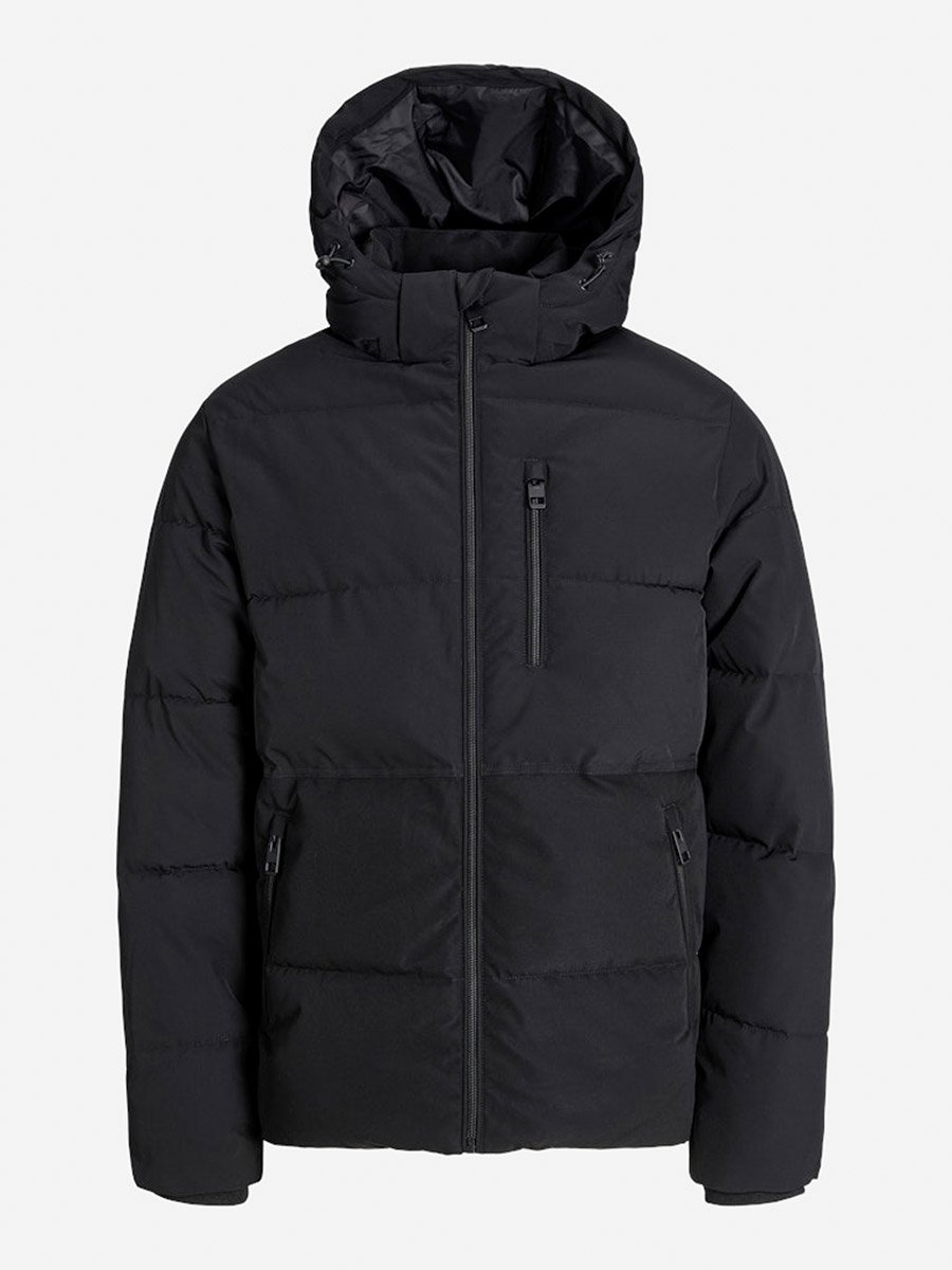 Black Solid Puffer Jacket