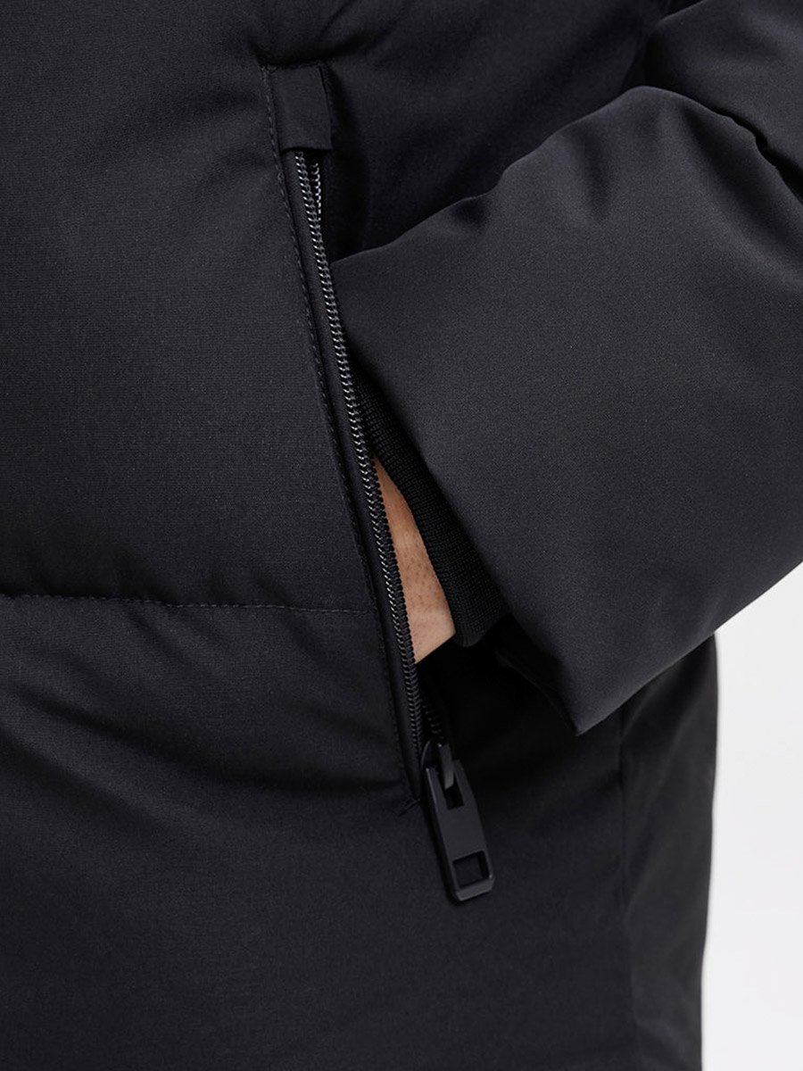 Black Solid Puffer Jacket