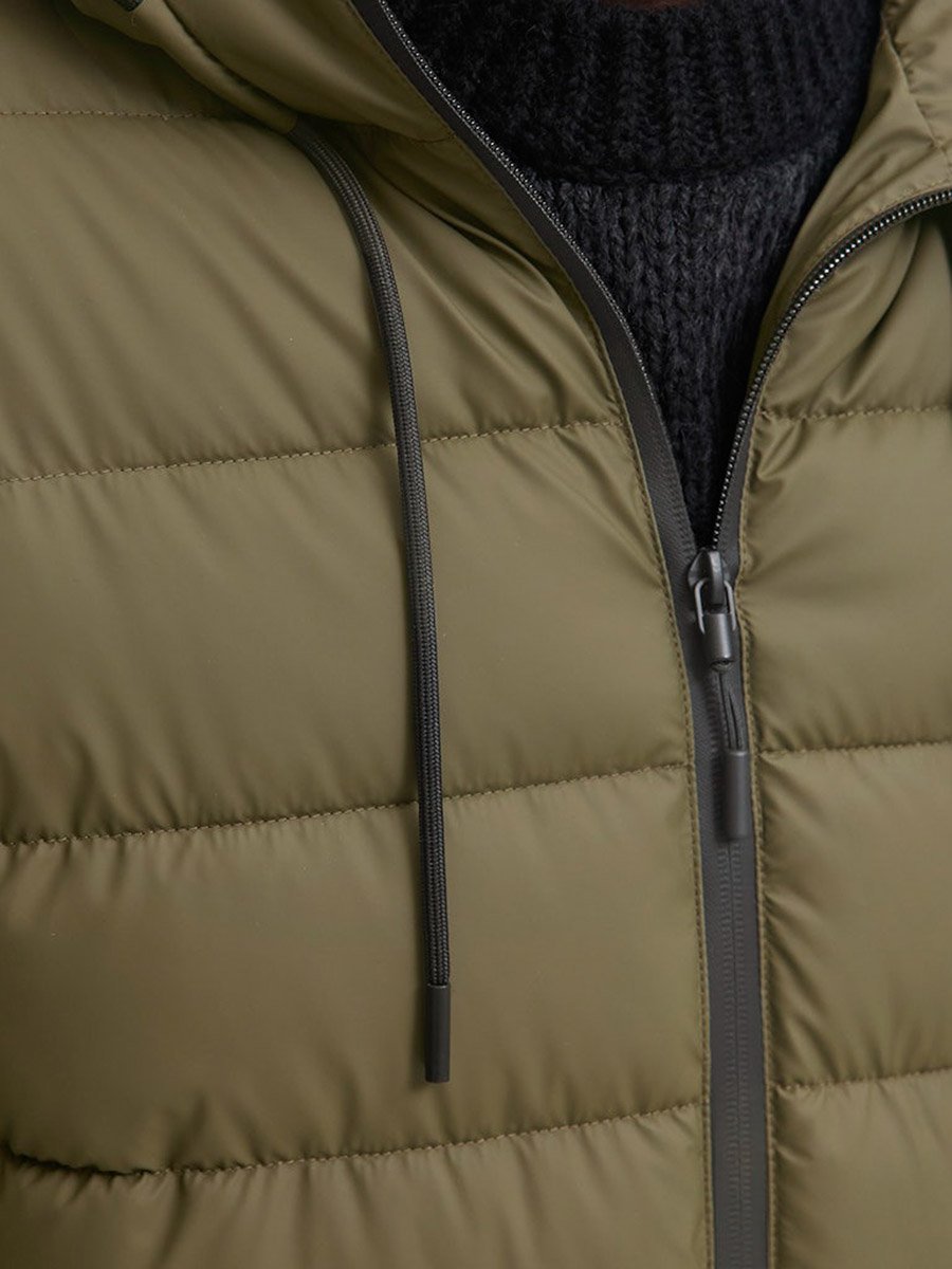 Olive Solid Zip-Up Puffer Jacket