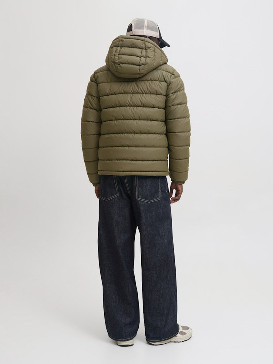 Olive Solid Zip-Up Puffer Jacket