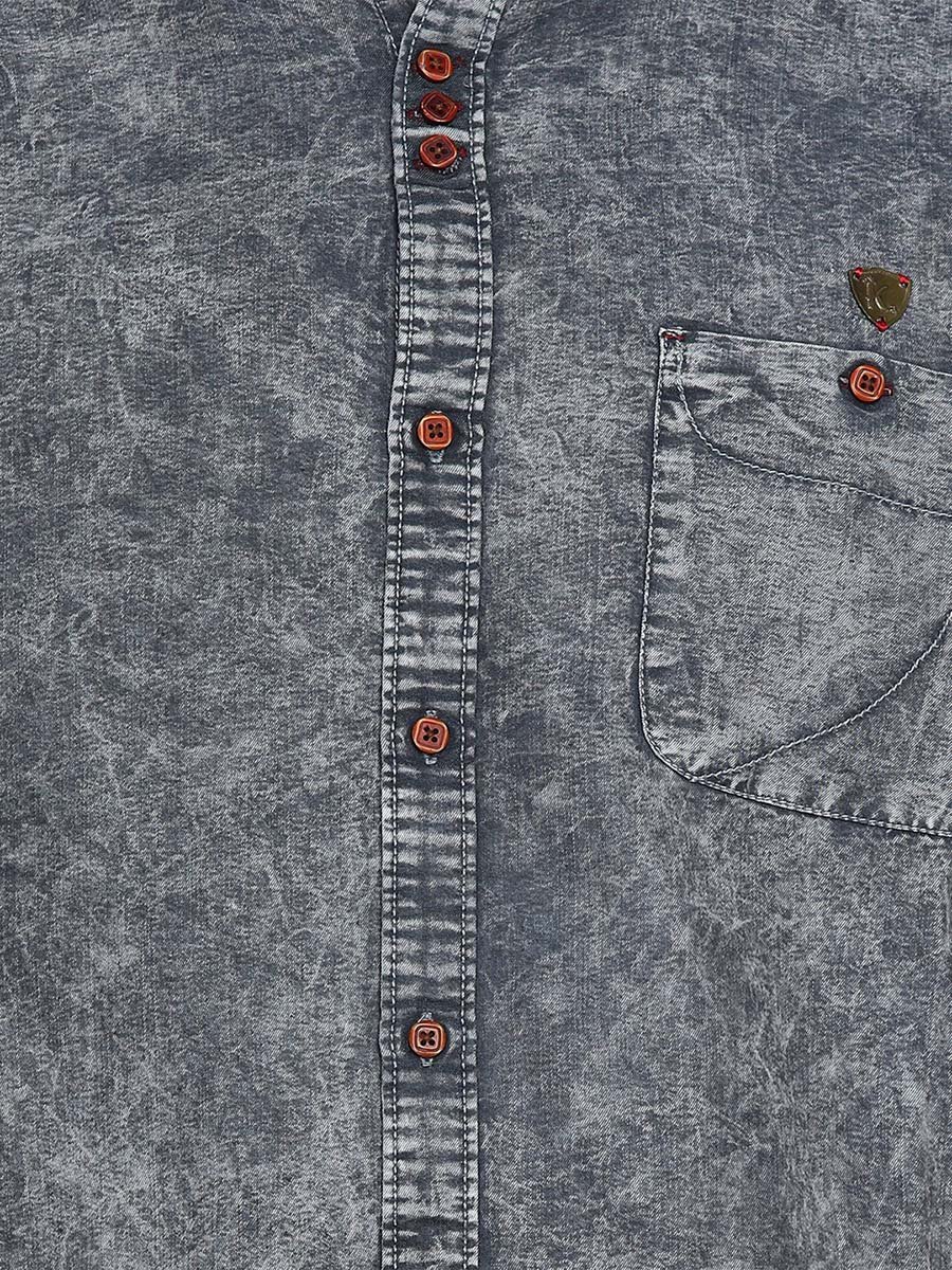 Men Grey Denim Washed Shirt