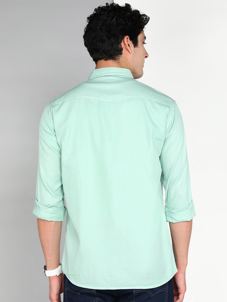 Men Green Cotton Twill Shirt