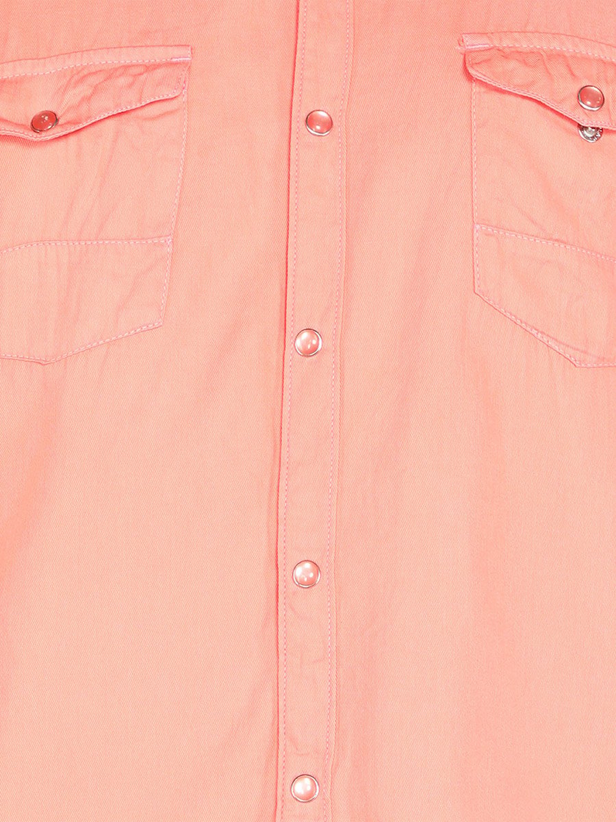 Men Peach Cotton Twill Shirt