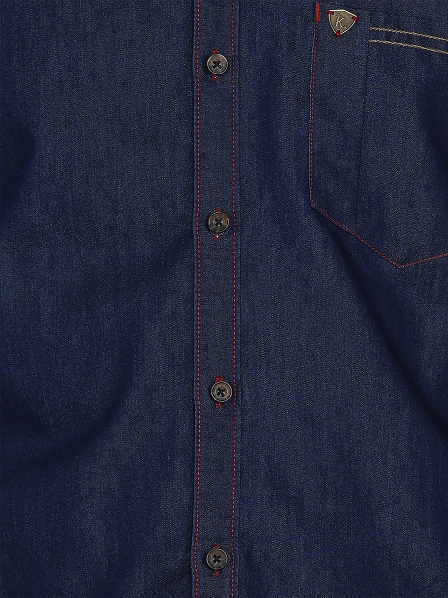 Men Slim Fit Taping Denim Shirt