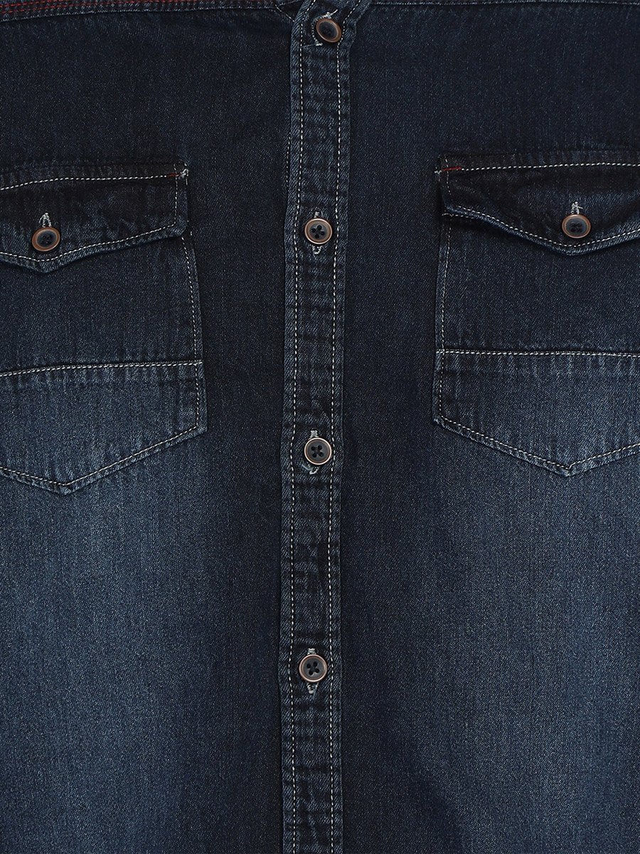 Men Blue Denim Casual Shirt