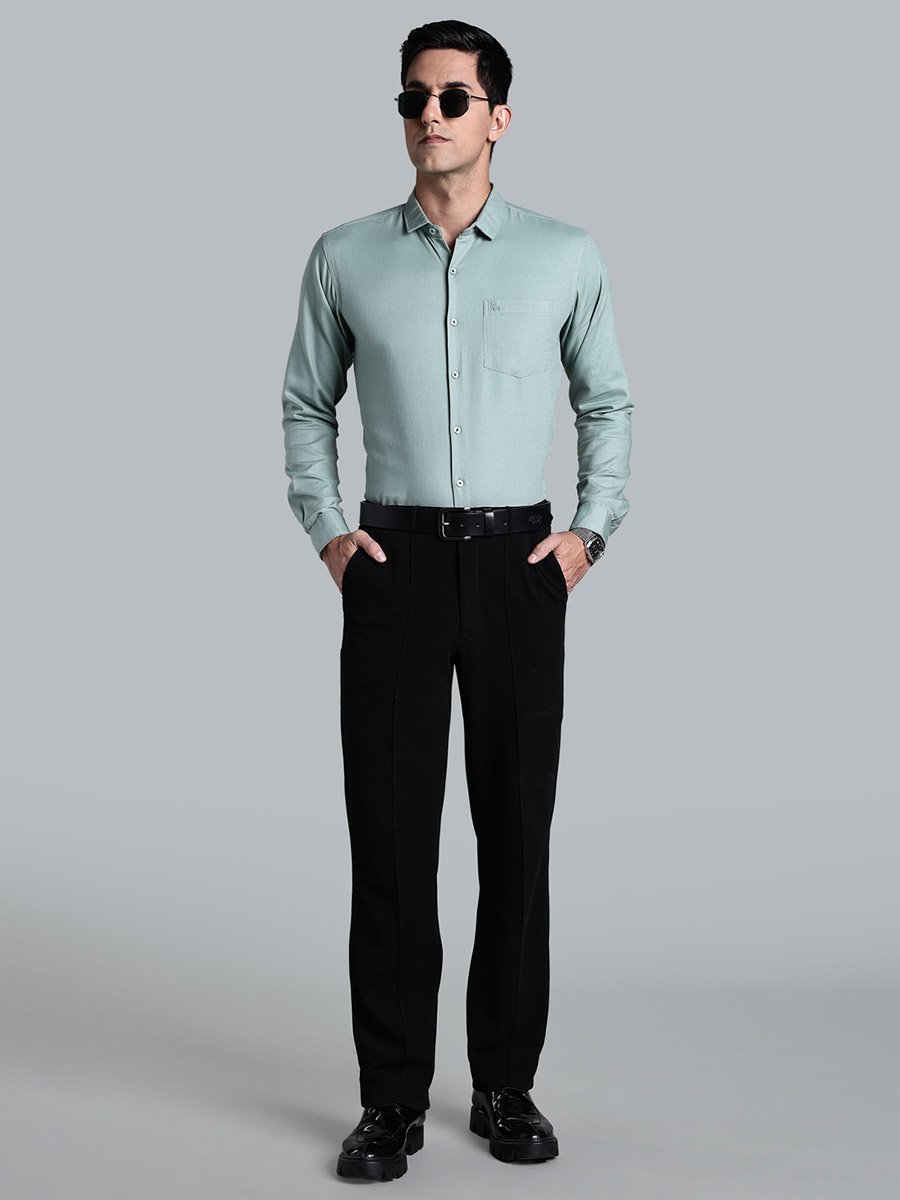 Men Green Slim Fit Formal Shirt