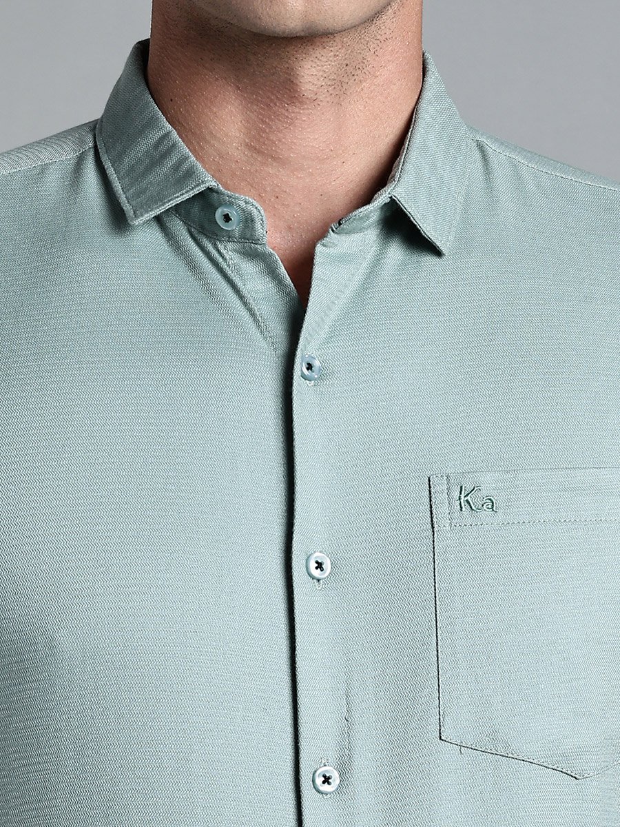Men Green Slim Fit Formal Shirt