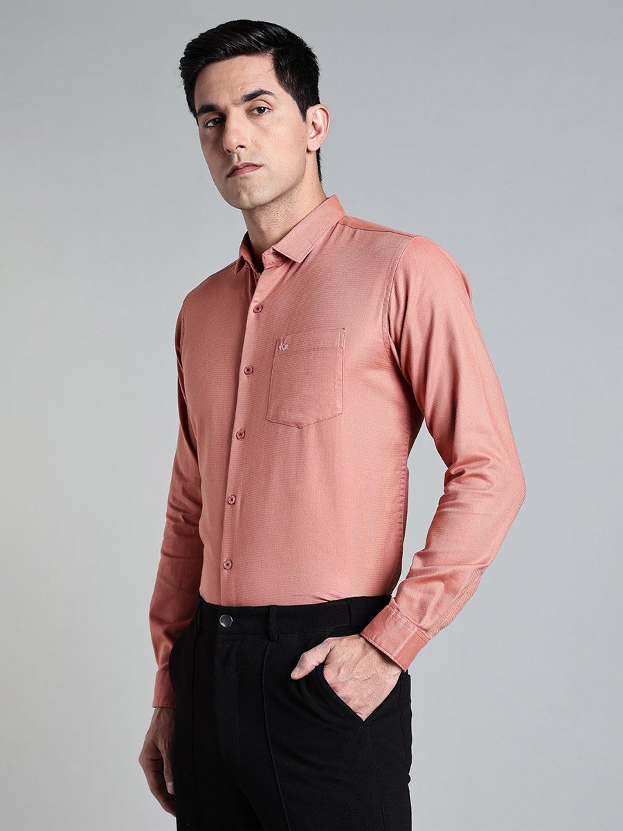 Men Peach Slim Fit Formal Shirt