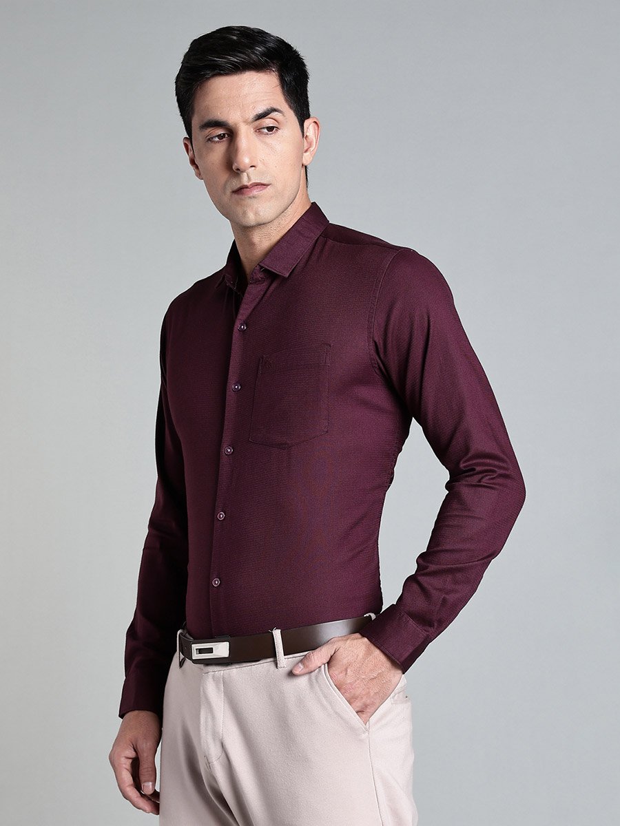Men Solid Purple Formal Shirt