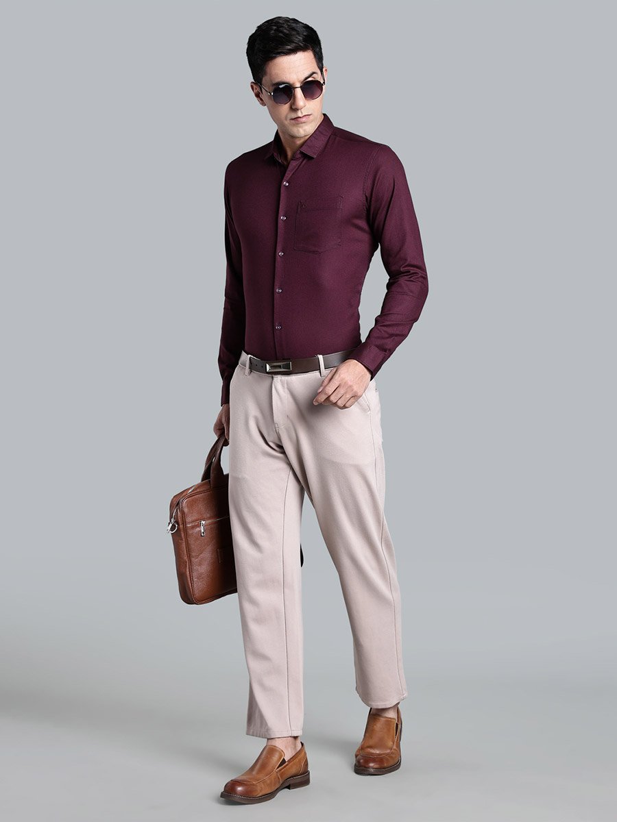 Men Solid Purple Formal Shirt