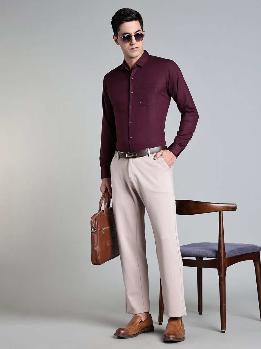 Men Solid Purple Formal Shirt