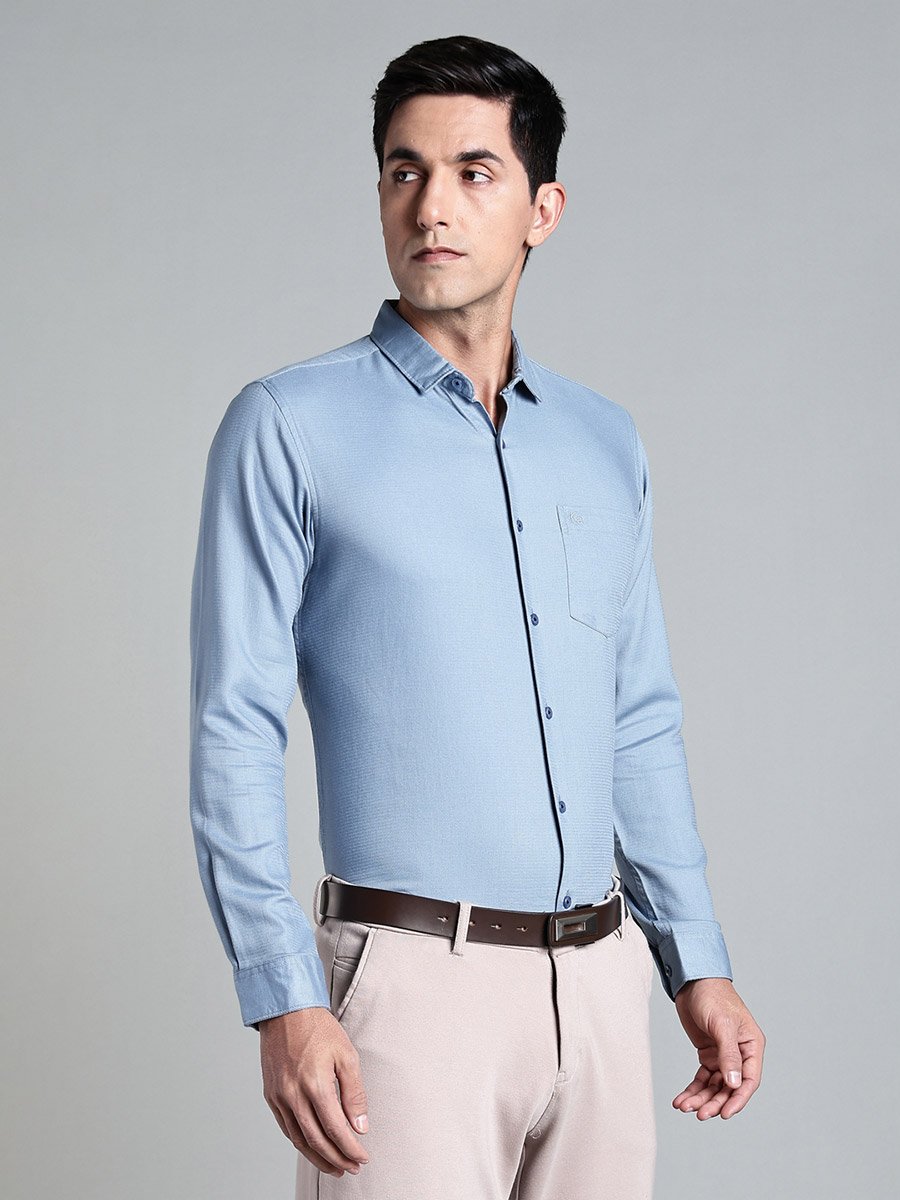 Men Light Blue Cotton Formal Shirt