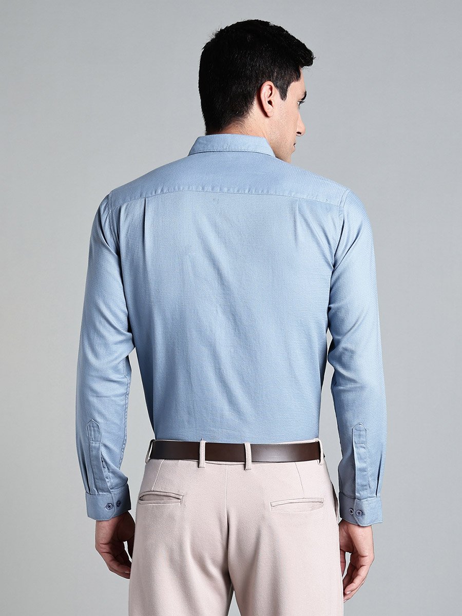 Men Light Blue Cotton Formal Shirt