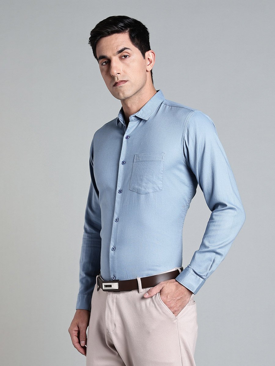 Men Light Blue Cotton Formal Shirt
