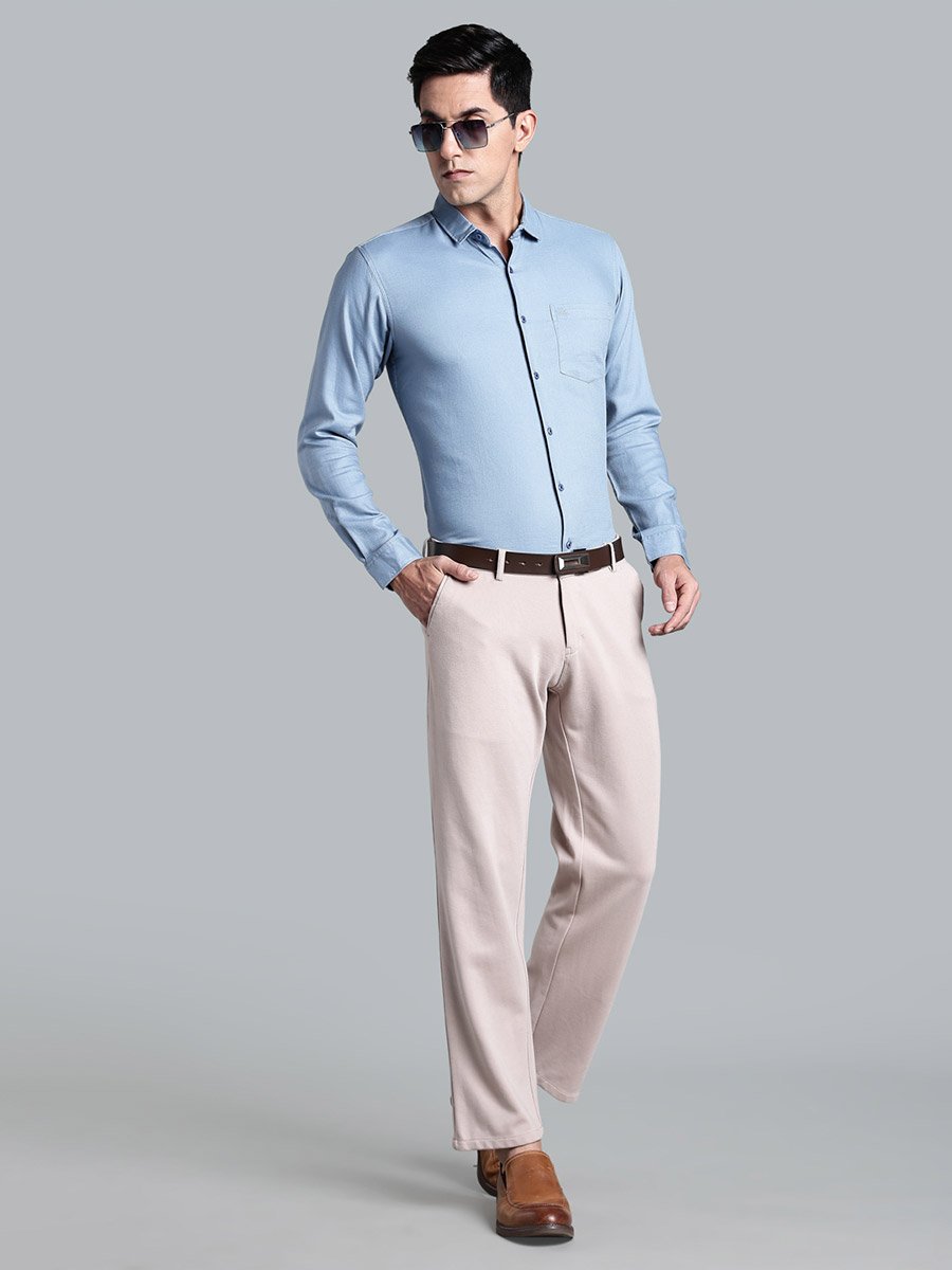 Men Light Blue Cotton Formal Shirt