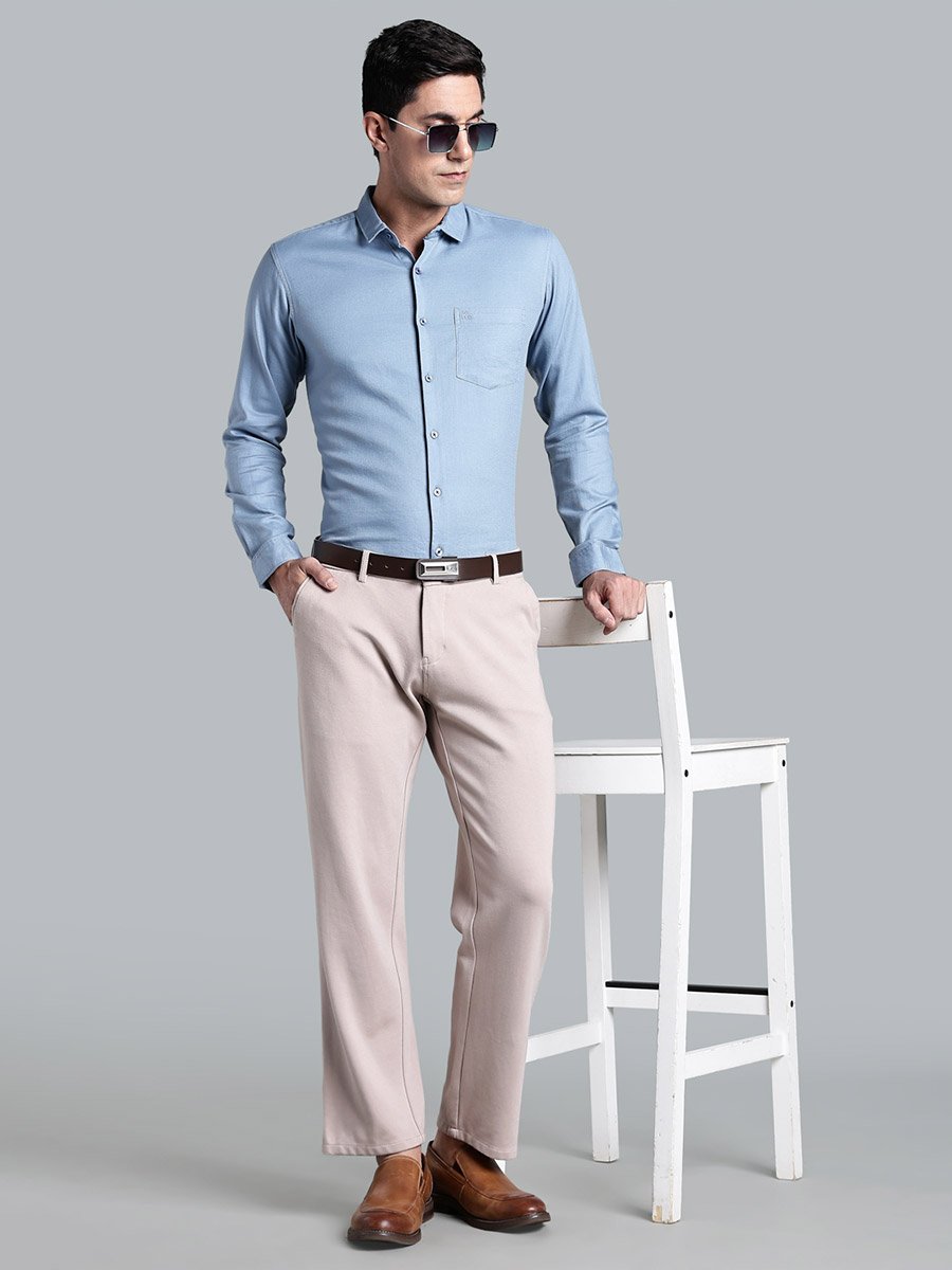 Men Light Blue Cotton Formal Shirt
