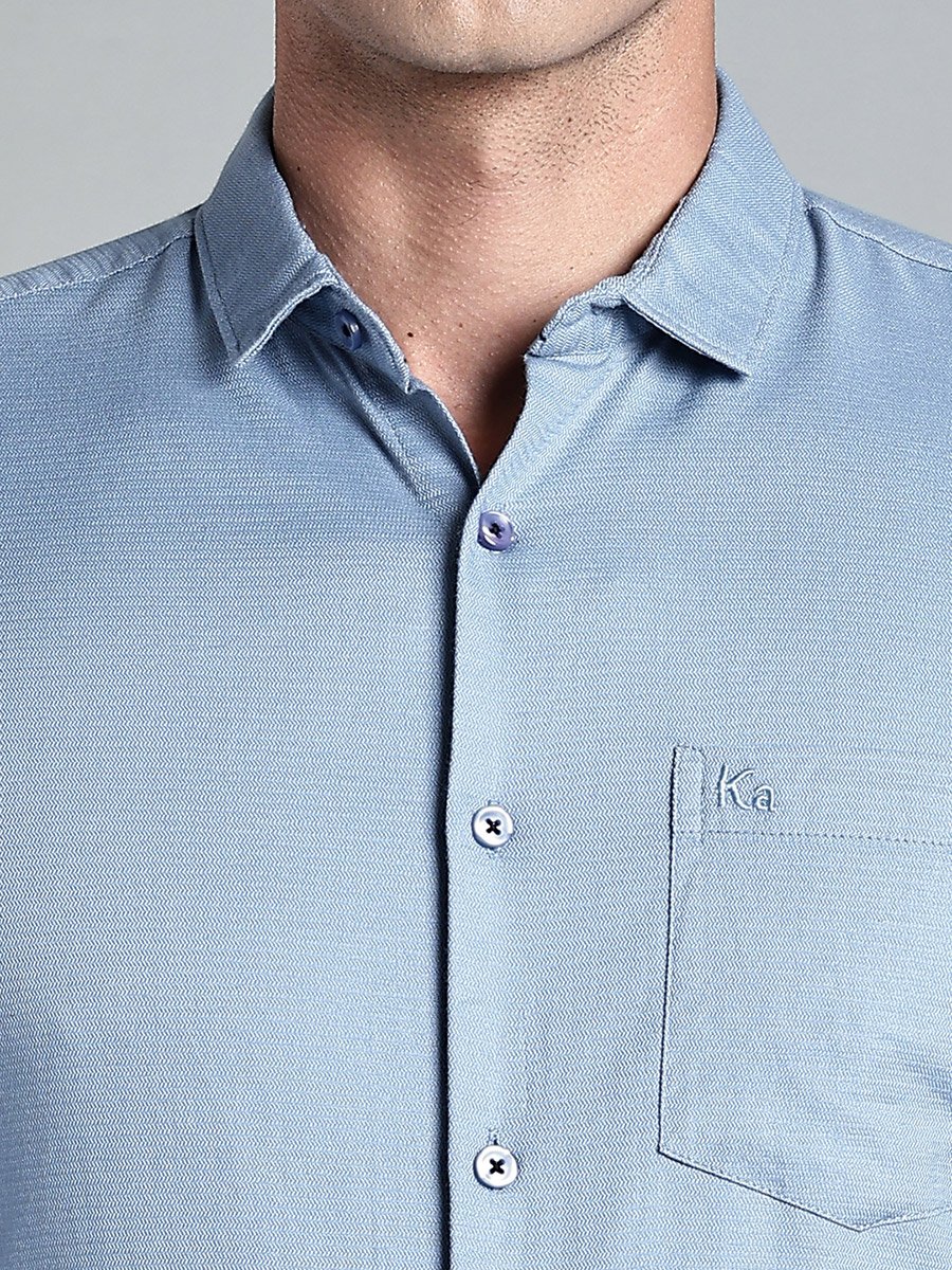 Men Light Blue Cotton Formal Shirt