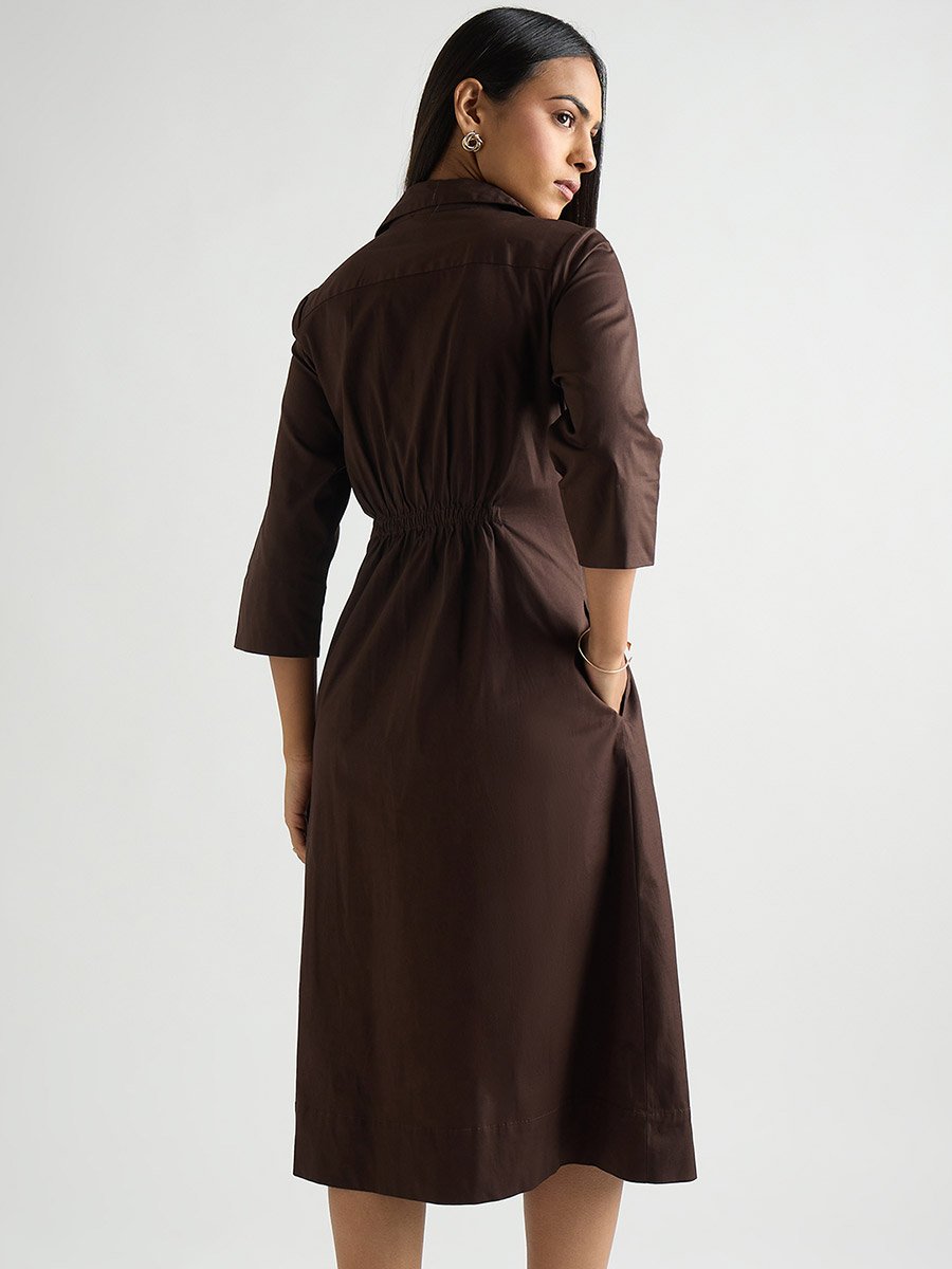 lipstick color with burgundy dress Tessa Tiered Poplin Midi Dress