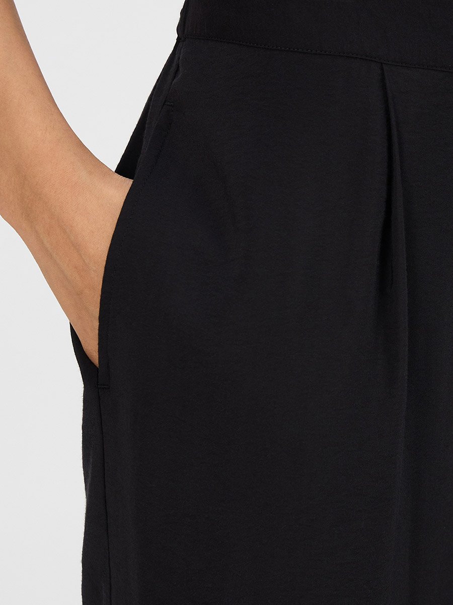 Women Black Asymmetric Top with Trousers Co-Ords