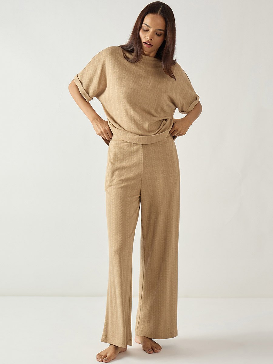 Women Relaxed Fit Top and Pants Lounge Set