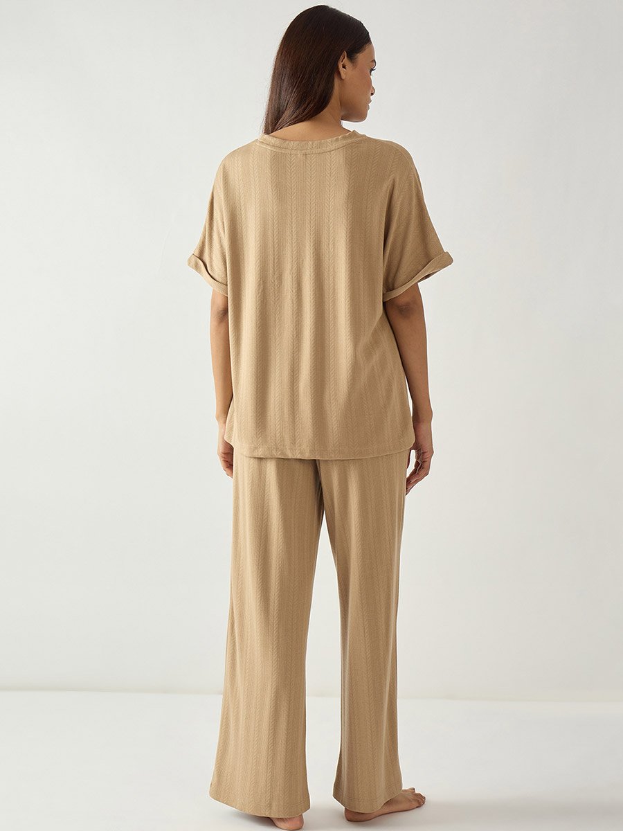 Women Relaxed Fit Top and Pants Lounge Set
