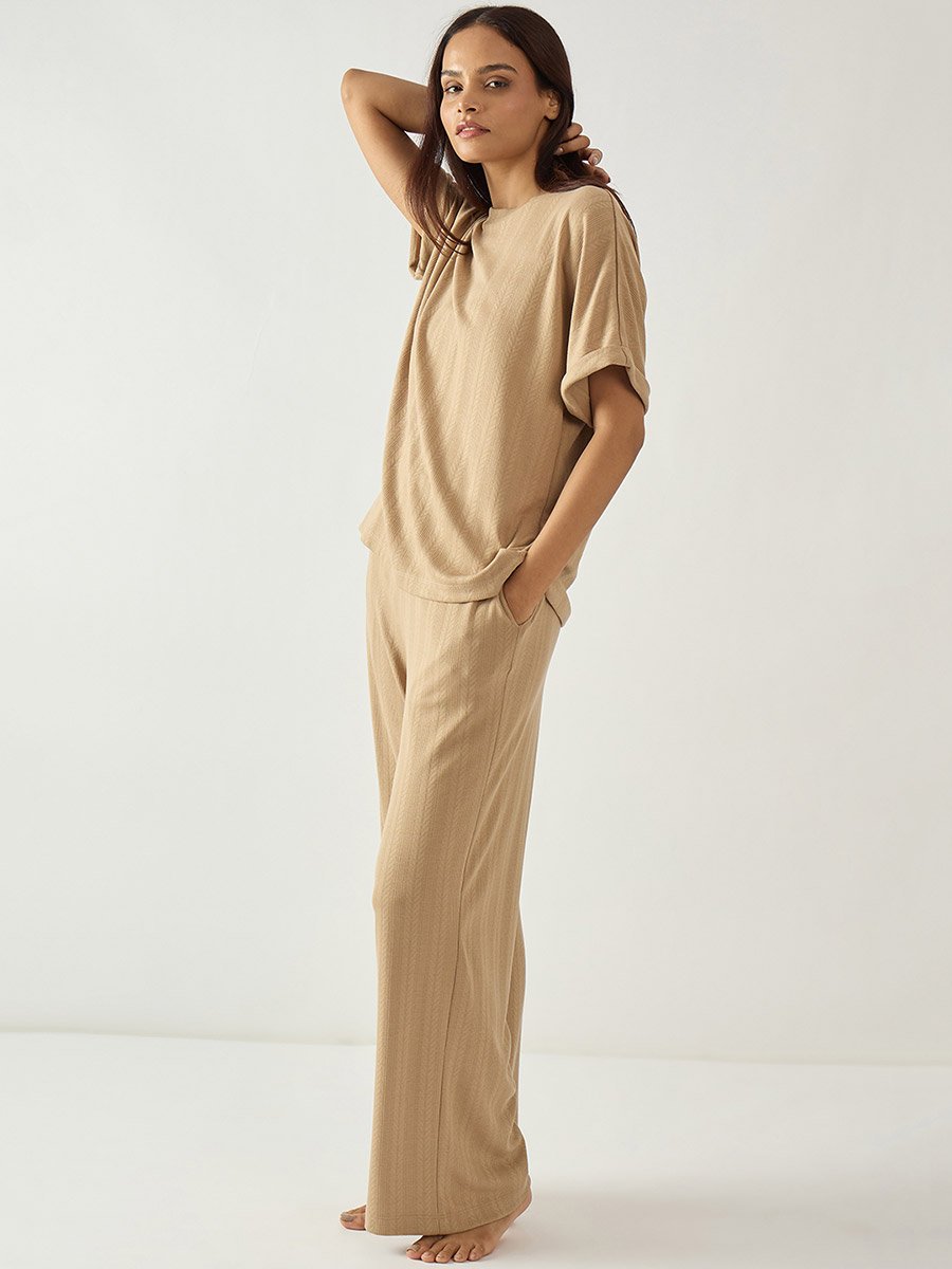 Women Relaxed Fit Top and Pants Lounge Set