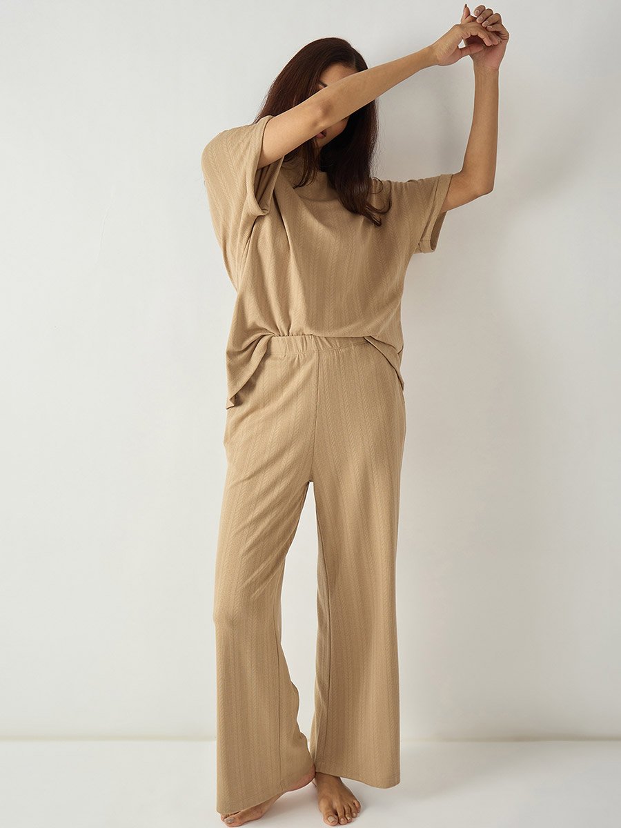 Women Relaxed Fit Top and Pants Lounge Set