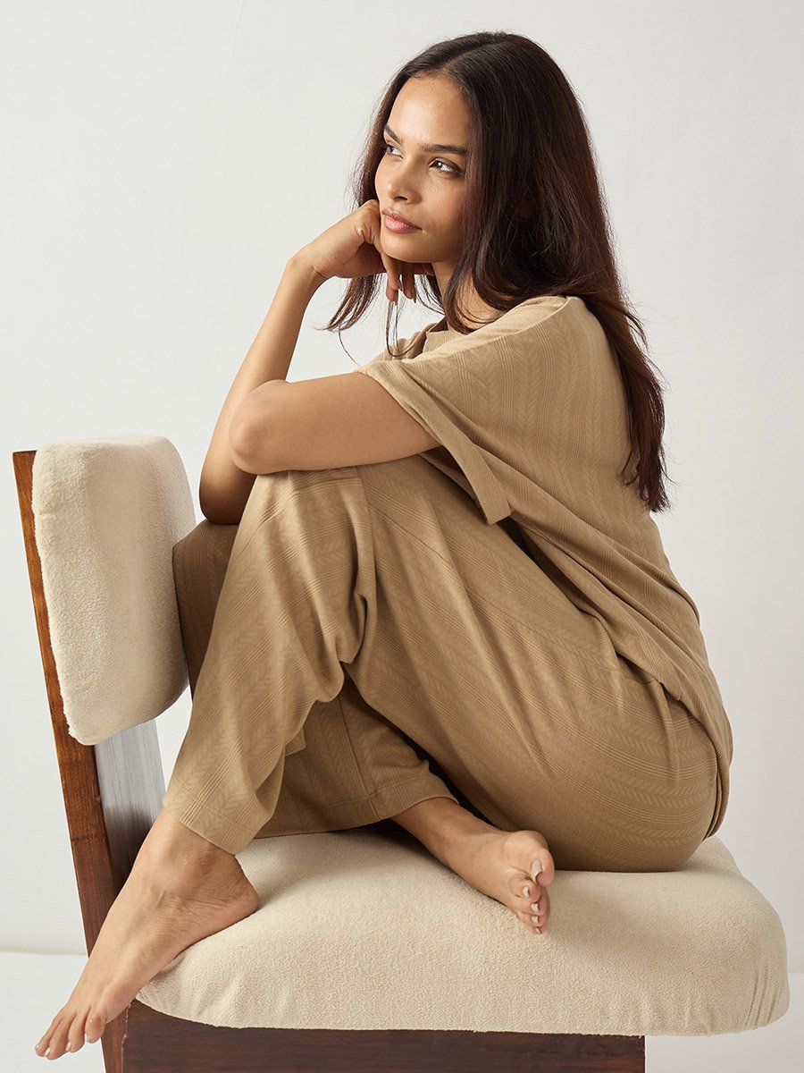 Women Relaxed Fit Top and Pants Lounge Set