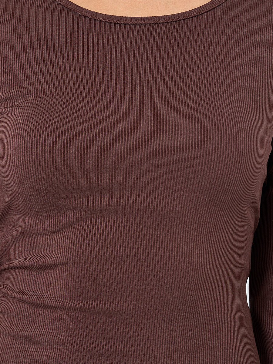 Women Brown Round Neck Bodycon Maxi Dress