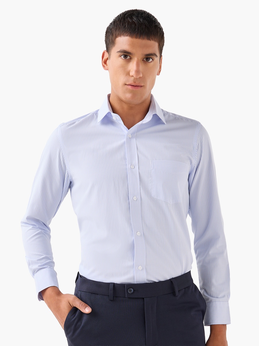 Men Regular Fit Collared Checked Long Sleeves Shirt