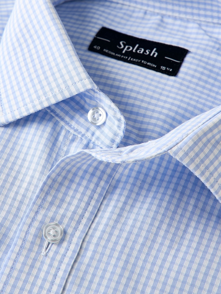 Men Regular Fit Collared Checked Long Sleeves Shirt