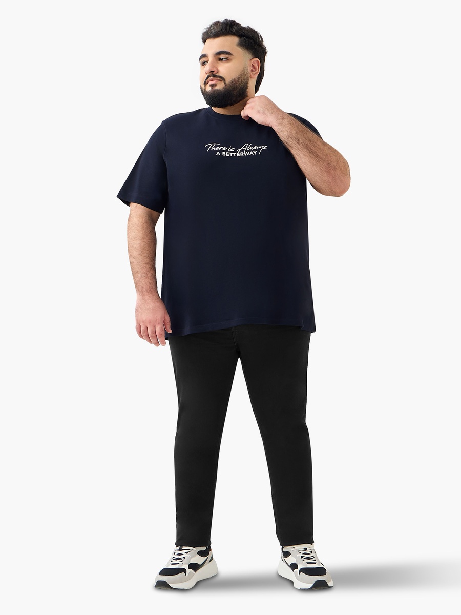 Men Regular Fit Crew Neck Short Sleeves Slogan Print T-Shirt