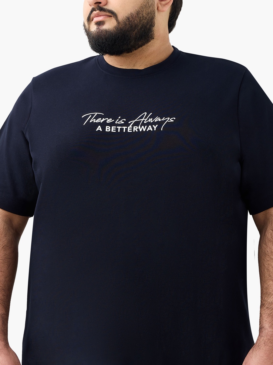 Men Regular Fit Crew Neck Short Sleeves Slogan Print T-Shirt