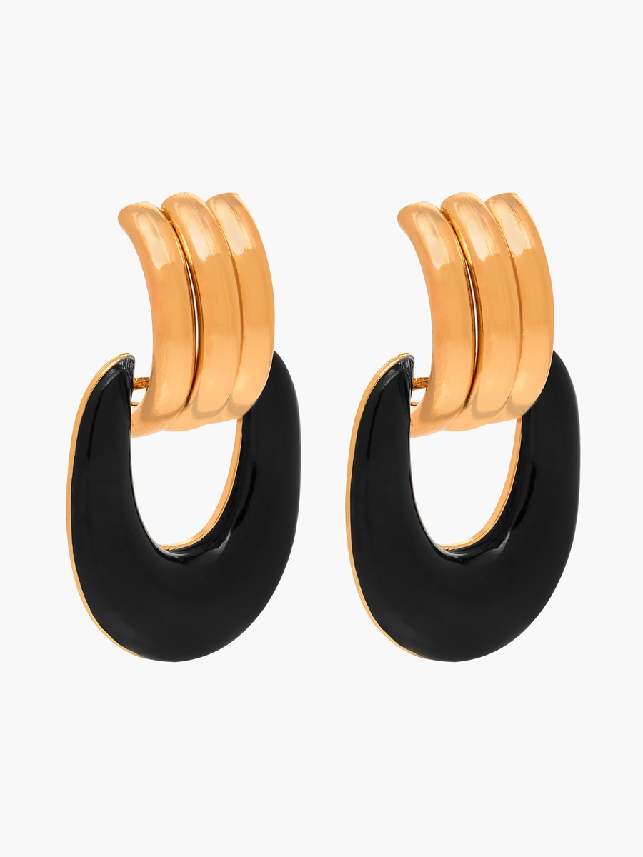 Metallic Stud Earrings with Pushback Closure