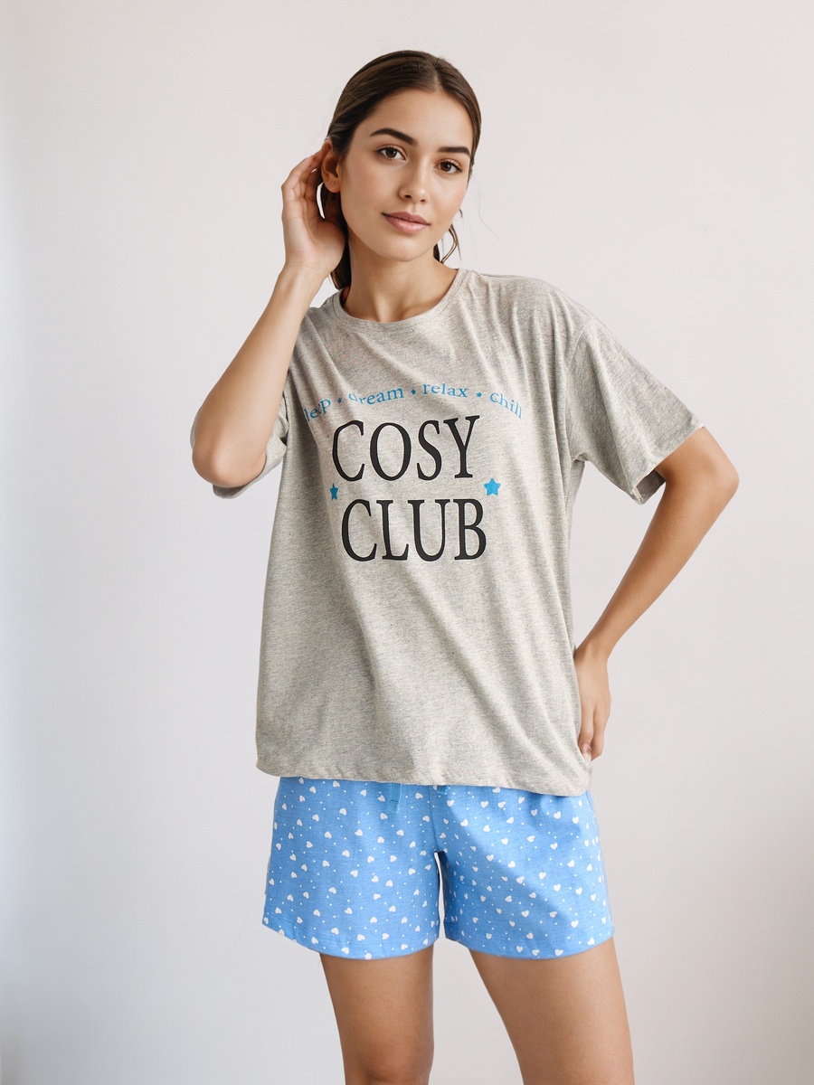 Cotton T-Shirt and Pyjama Shorts Set