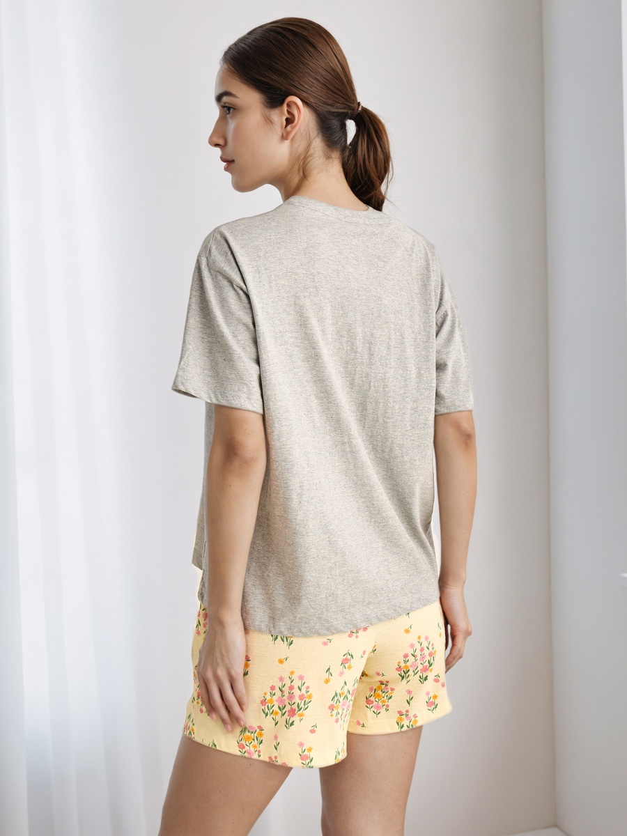 Cotton T-Shirt and Pyjama Shorts Set