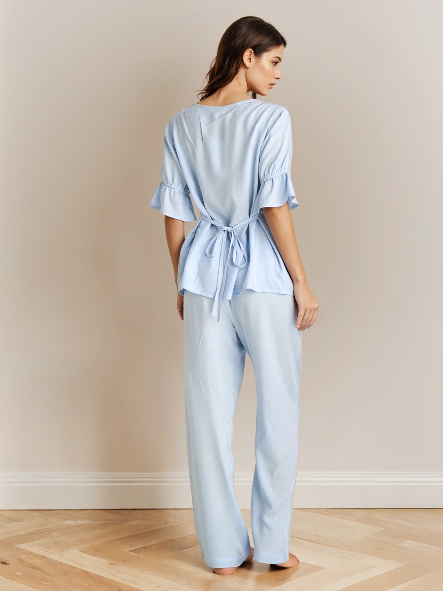Viscose Buttoned Top and Pyjama Pants Set