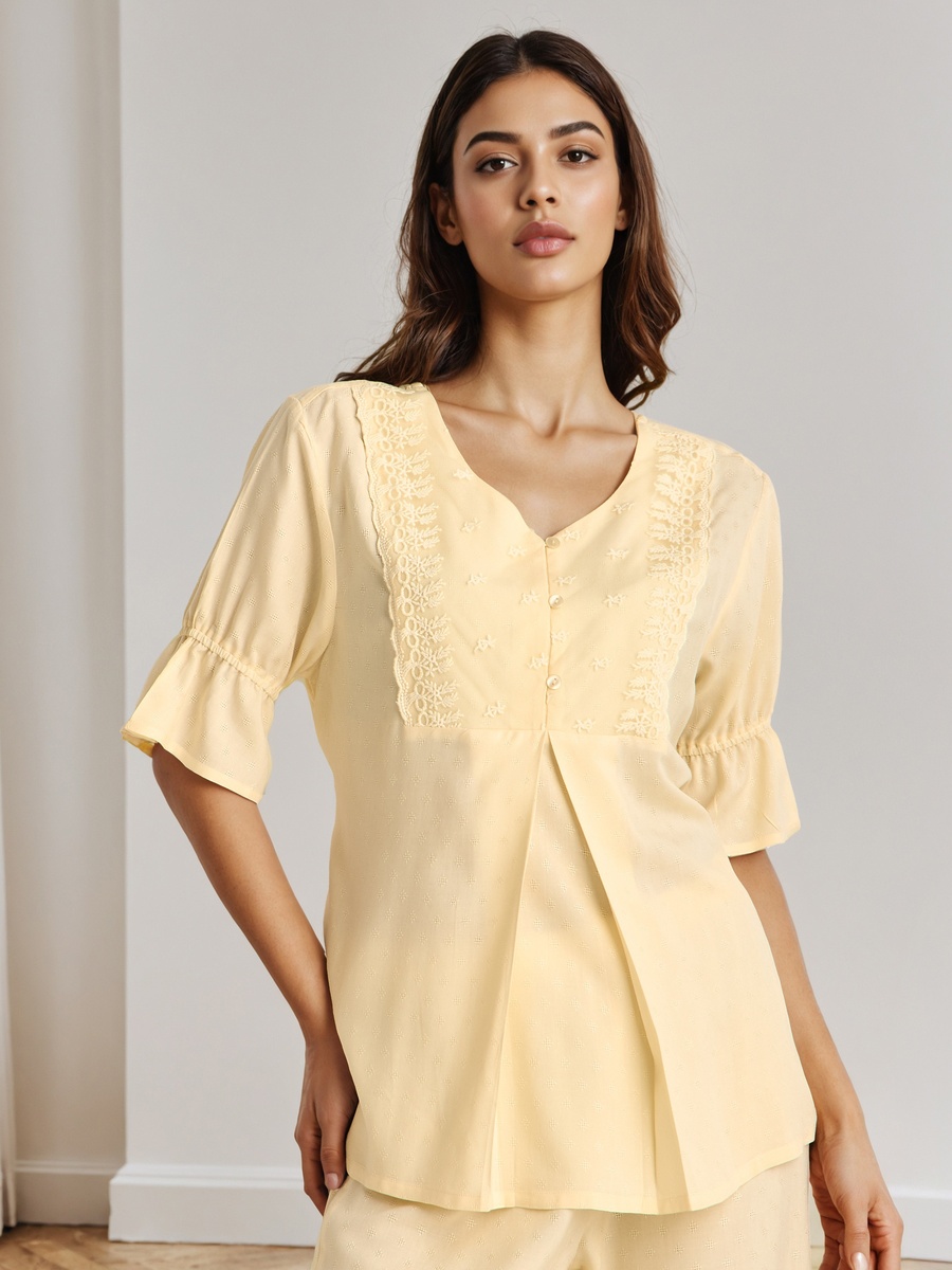 Viscose Buttoned Top and Pyjama Pants Set
