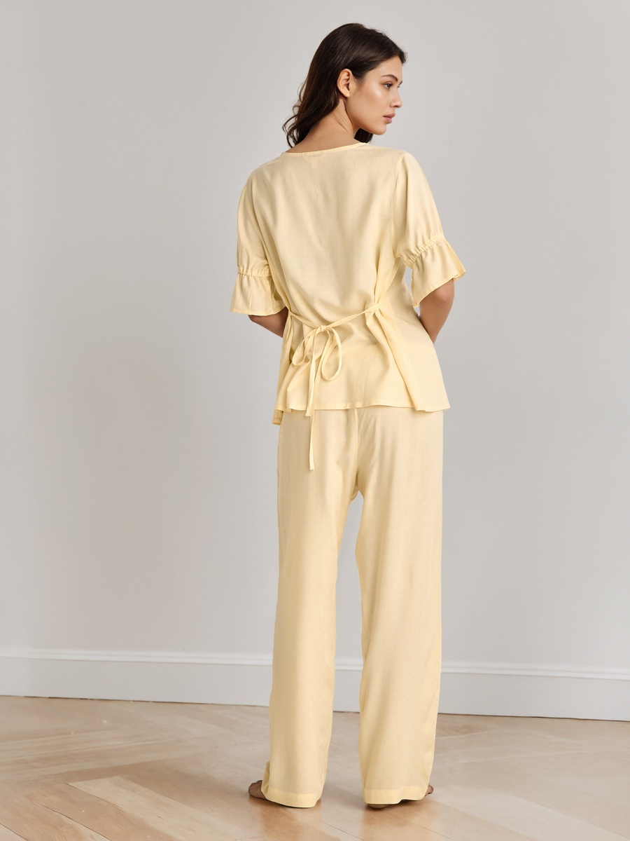 Viscose Buttoned Top and Pyjama Pants Set